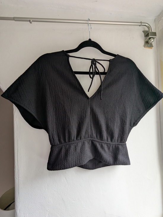 Dynamite Tops - Black V-Neck Tie-Back Top Made In Spain